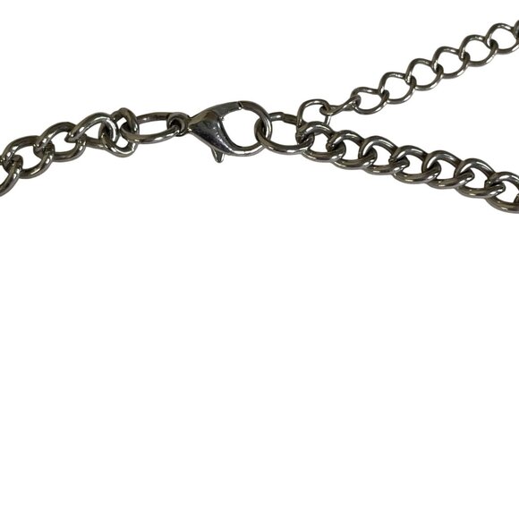 Statement Teardrop Necklace Black Gray Resin Stones On Silver-Tone Chain u - Picture 4 of 6